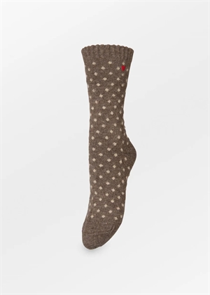 Dotted wola sock Hot Fudge Brown Becksøndergaard 